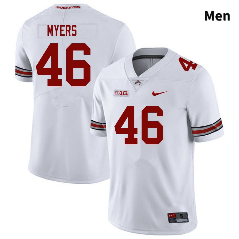 Ohio State Buckeyes Elias Myers Men's #46 White Authentic Stitched College Football Jersey